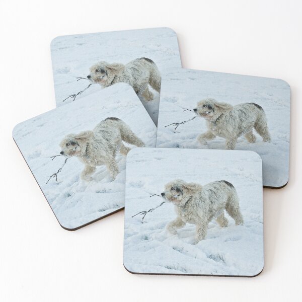 Item preview, White dog playing with a stick in snow designed and sold by bailey-cooper.