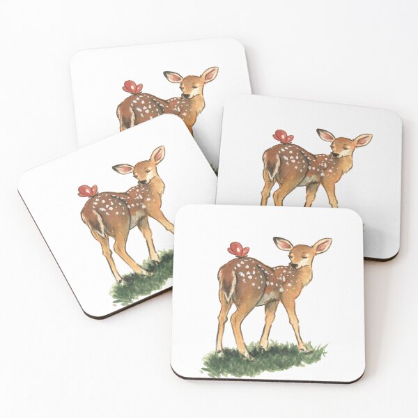Item preview, Deer with Butterfly Watercolour Design designed and sold by carlottamascolo.