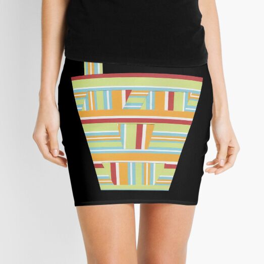 Stripped Engineering (Facemadics colorful contemporary abstract face) Mini Skirt