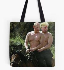 Trump And Putin Riding Horse Meme Tote Bag