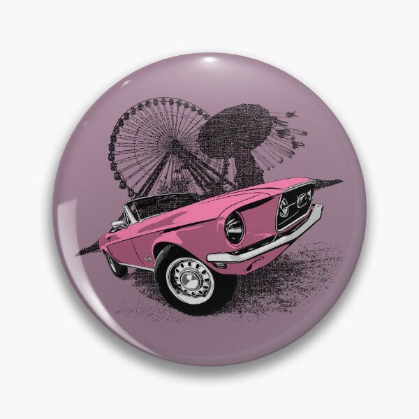 Item preview, Pink 68 Mustang against carnival backdrop designed and sold by Glenn Mueller.