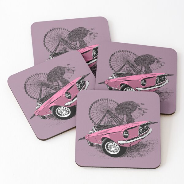 Item preview, Pink 68 Mustang against carnival backdrop designed and sold by Glenn Mueller.