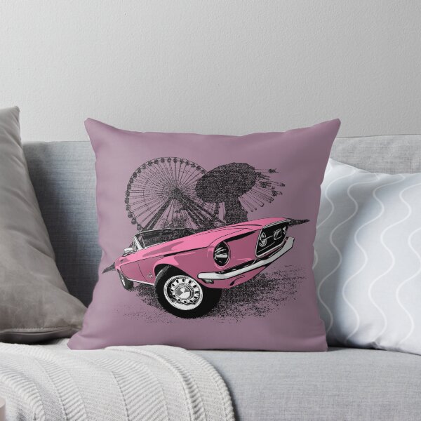 Item preview, Pink 68 Mustang against carnival backdrop designed and sold by Glenn Mueller.