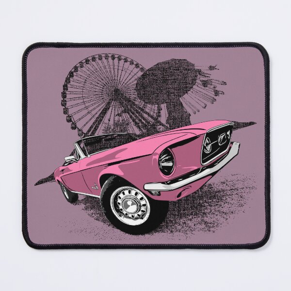 Item preview, Pink 68 Mustang against carnival backdrop designed and sold by Glenn Mueller.
