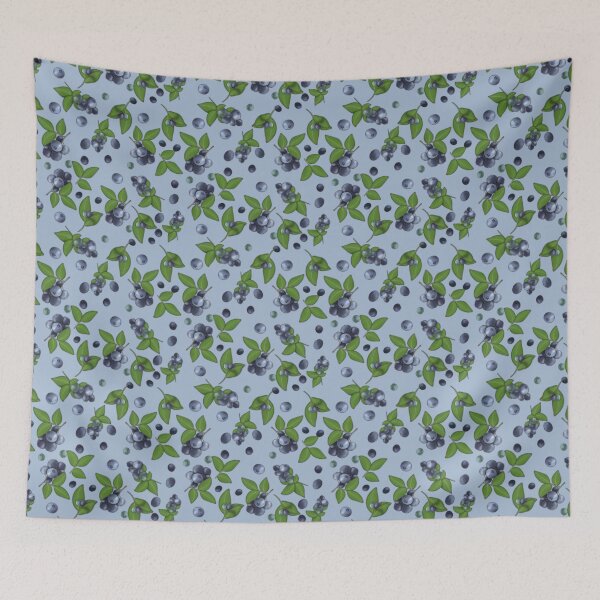 Item preview, Blueberries on a blue background designed and sold by Natalia Ruzhyna.