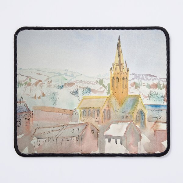 Item preview, View over St Michael and All Angels Church Mount Dinham Exeter to Dartmoor Hills painting designed and sold by MikeJory.