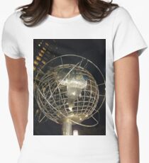 Sphere, New York, Manhattan, Brooklyn, New York City, architecture, street, building, tree, car,   Women's Fitted T-Shirt
