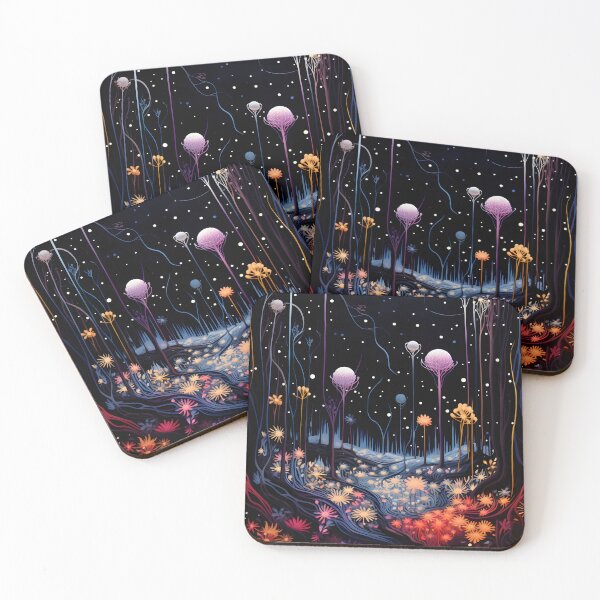 Item preview, Fairy Cosmic Landscape of Flowers and Space Sky with Shining Stars designed and sold by Je-we.