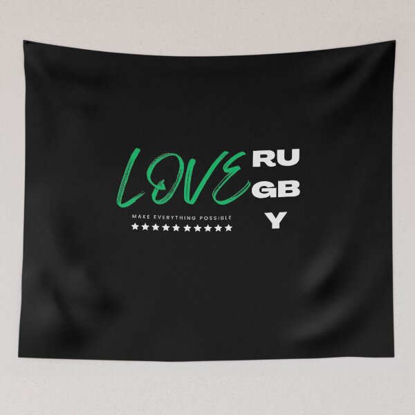 Aperçu de l'œuvre Love rugby green, make everything possible créée et vendue par Grafixfun.