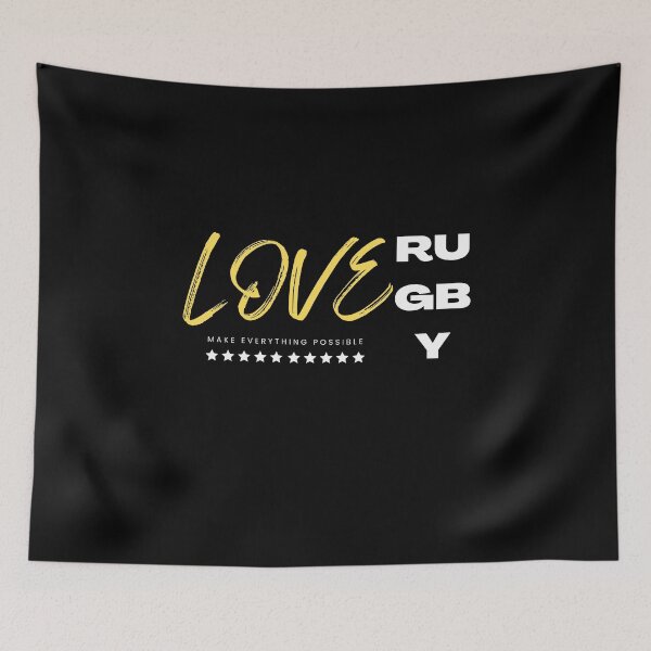 Aperçu de l'œuvre Love rugby yellow, make everything possible créée et vendue par Grafixfun.