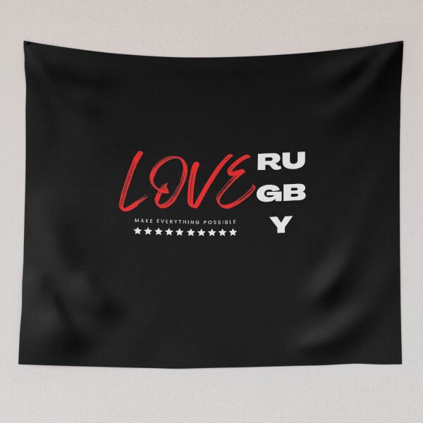 Aperçu de l'œuvre Love rugby red, make everything possible créée et vendue par Grafixfun.