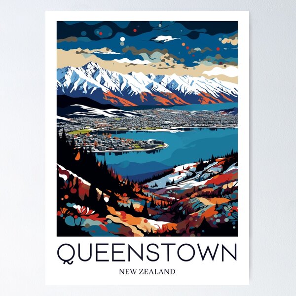 Item preview, A Pop Art Travel Print of Queenstown - New Zealand designed and sold by StudioRedKoala.