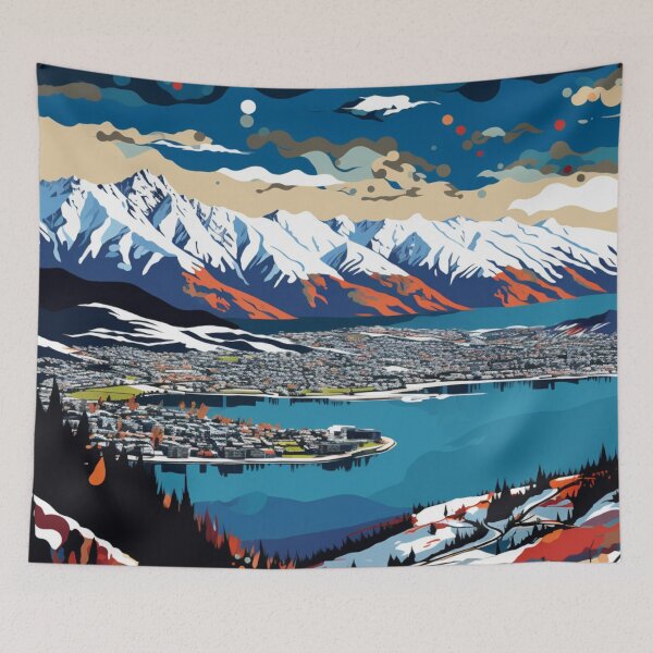 Item preview, A Pop Art Travel Print of Queenstown - New Zealand designed and sold by StudioRedKoala.