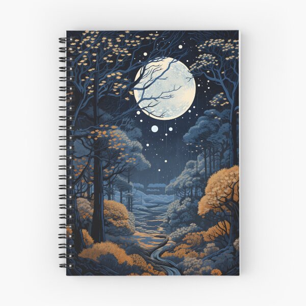 Item preview, Paisaje natural de bosques otoñales, luna llena y cielo nocturno designed and sold by Je-we.