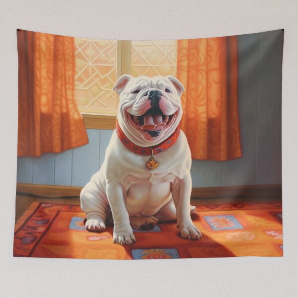 Item preview, White Bulldog on Orange Carpet designed and sold by YoPedro.