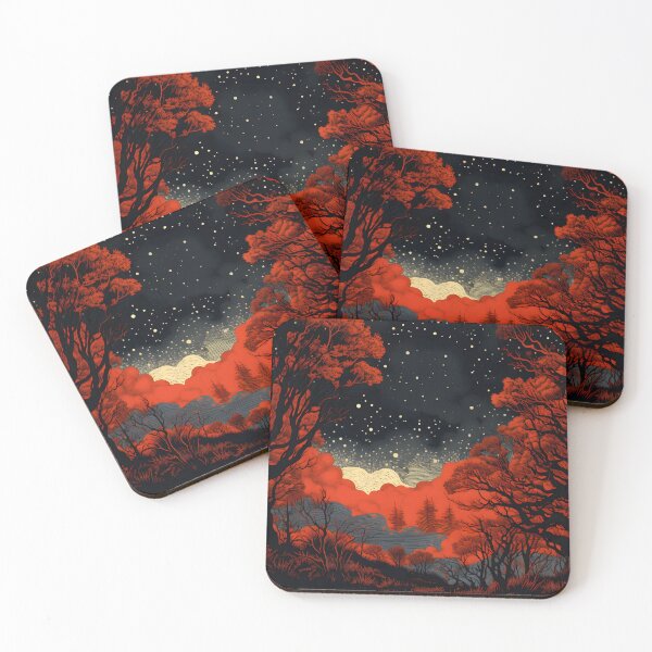Item preview, Natural Landscape of Autumn Woods, Full Moon and Night Starry Sky designed and sold by Je-we.