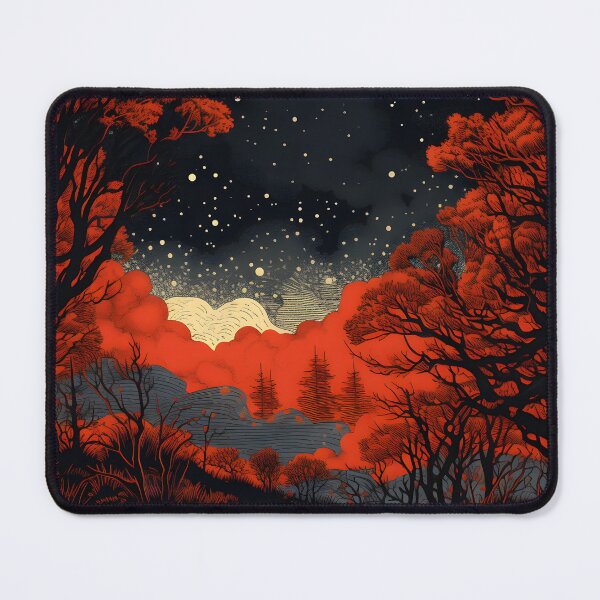 Item preview, Natural Landscape of Autumn Woods, Full Moon and Night Starry Sky designed and sold by Je-we.
