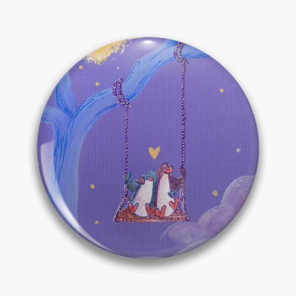 Item preview, Penguin couple in their tree swing in a starry violet sky. designed and sold by PenguinGirl-Art.