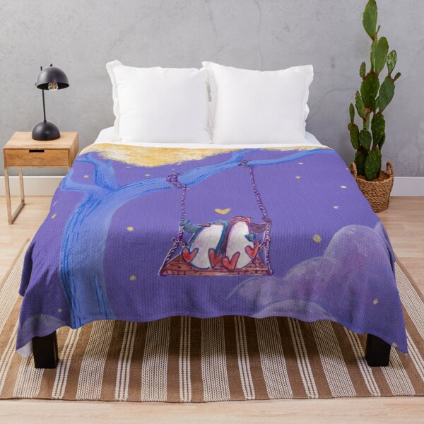 Item preview, Penguin couple in their tree swing in a starry violet sky. designed and sold by PenguinGirl-Art.
