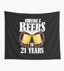 Cheers and Beers to 21 Years Gift - Funny 21st Birthday Present Wall Tapestry
