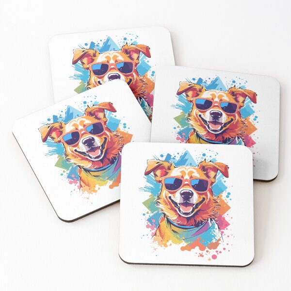 Item preview, Colorful Dog Wearing Sunglasses designed and sold by BombasticBubble.