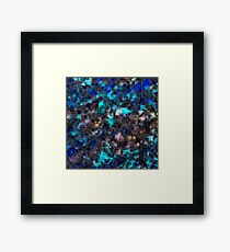 psychedelic geometric square pattern abstract background in blue pink and black Framed Print