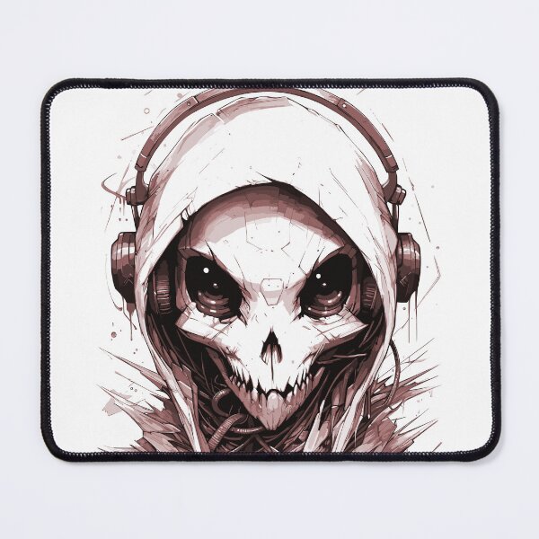 Item preview, Futuristic skull with headphones designed and sold by atzek.