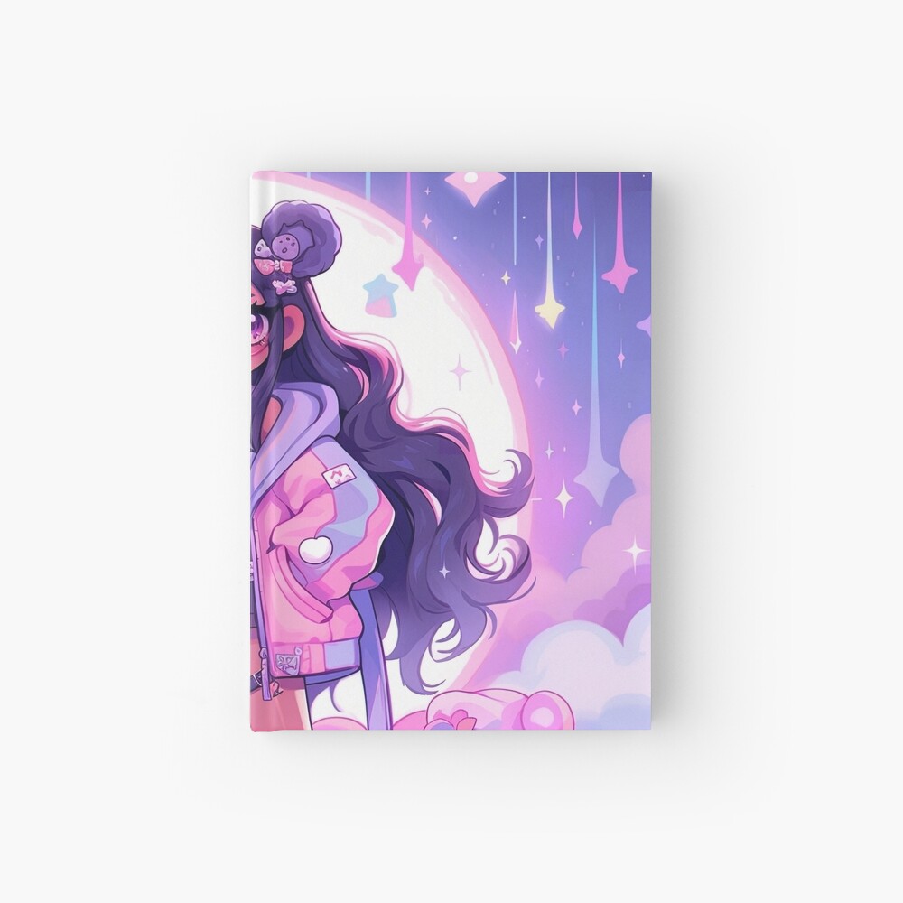 Adorable Purple Pink Cloudy Anime Girl Journal