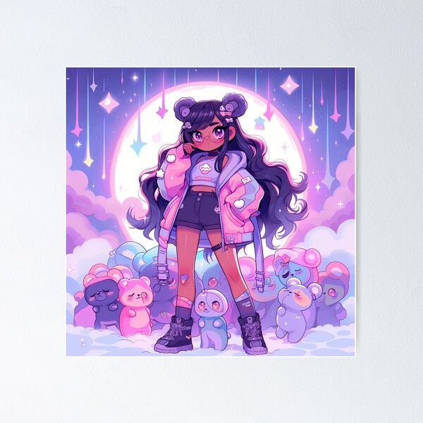Item preview, Adorable Purple Pink Cloudy Anime Girl designed and sold by bubblegoth.