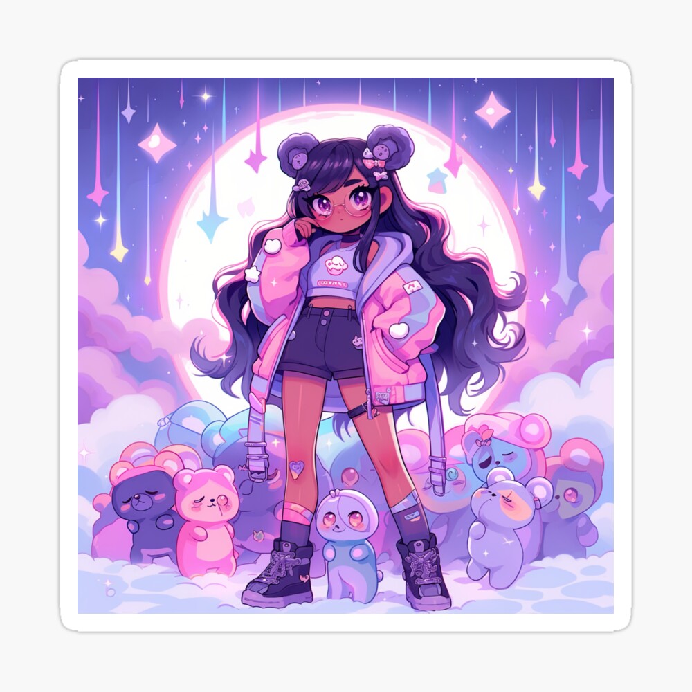 Adorable Purple Pink Cloudy Anime Girl Journal
