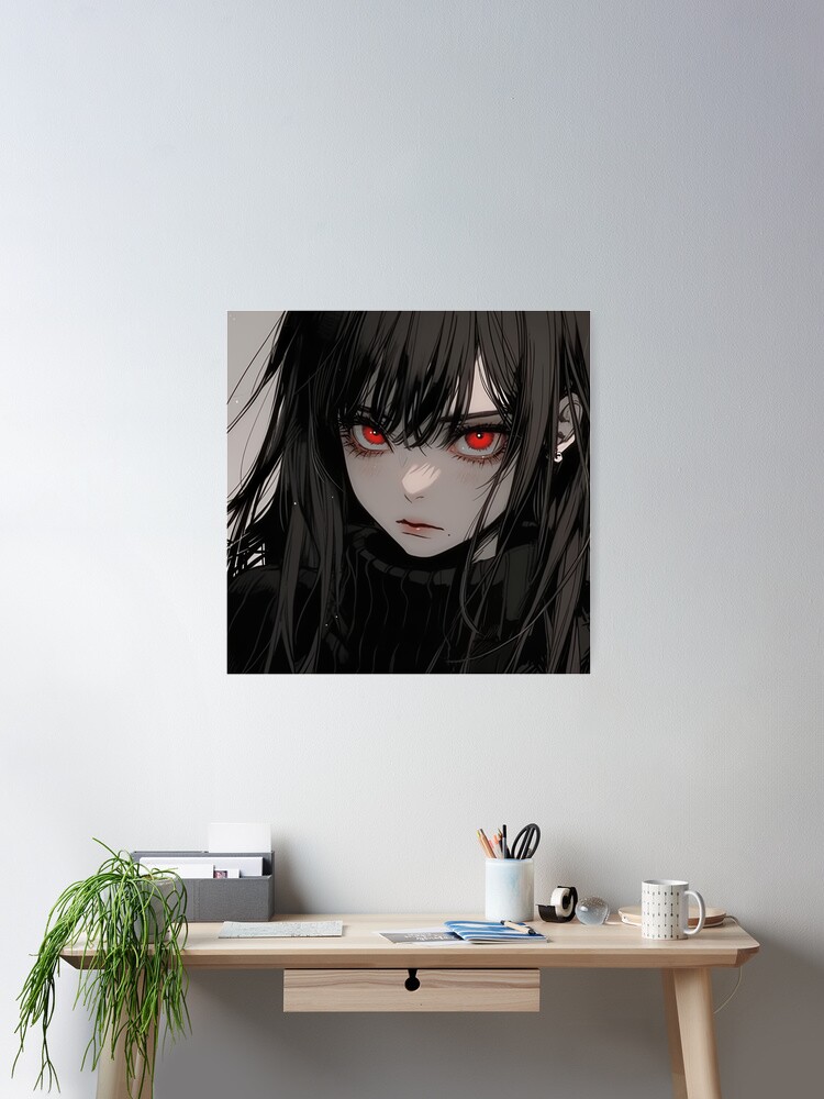 Dark Red and Black Anime Girl Poster for Sale by bubblegoth