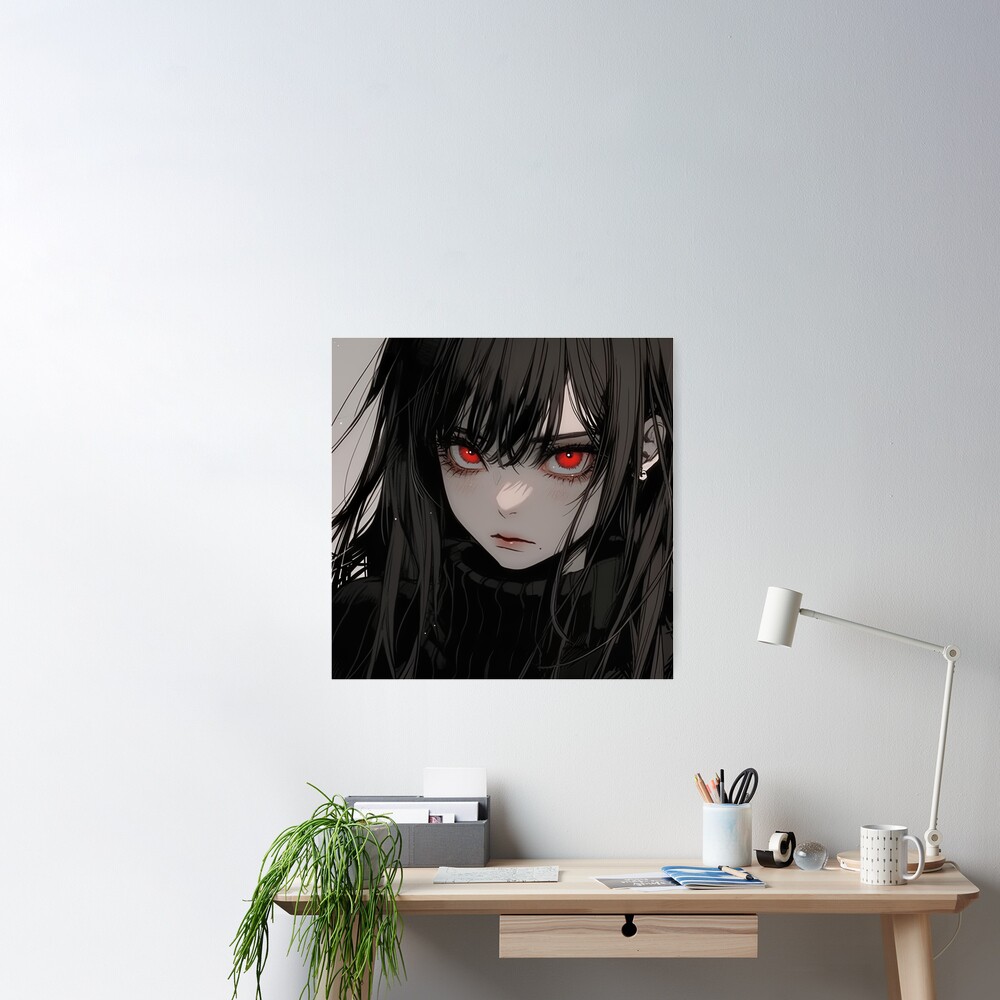 Anime Anime Girls Red Eyes Black Hair Dark Dark Background Matte Finish  Poster Paper Print - Animation & Cartoons posters in India - Buy art, film,  design, movie, music, nature and educational