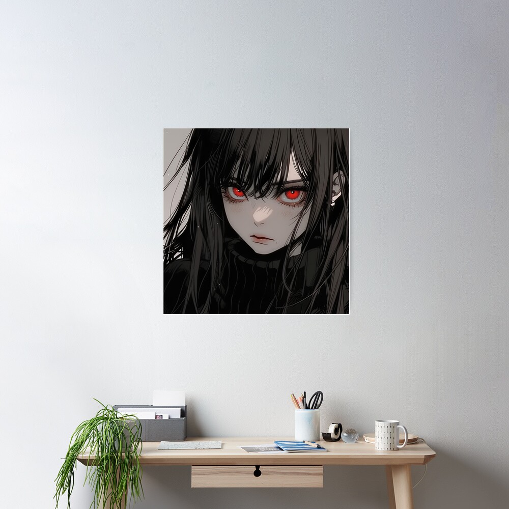 Anime Anime Girls Red Eyes Black Hair Dark Dark Background Matte Finish  Poster Paper Print - Animation & Cartoons posters in India - Buy art, film,  design, movie, music, nature and educational