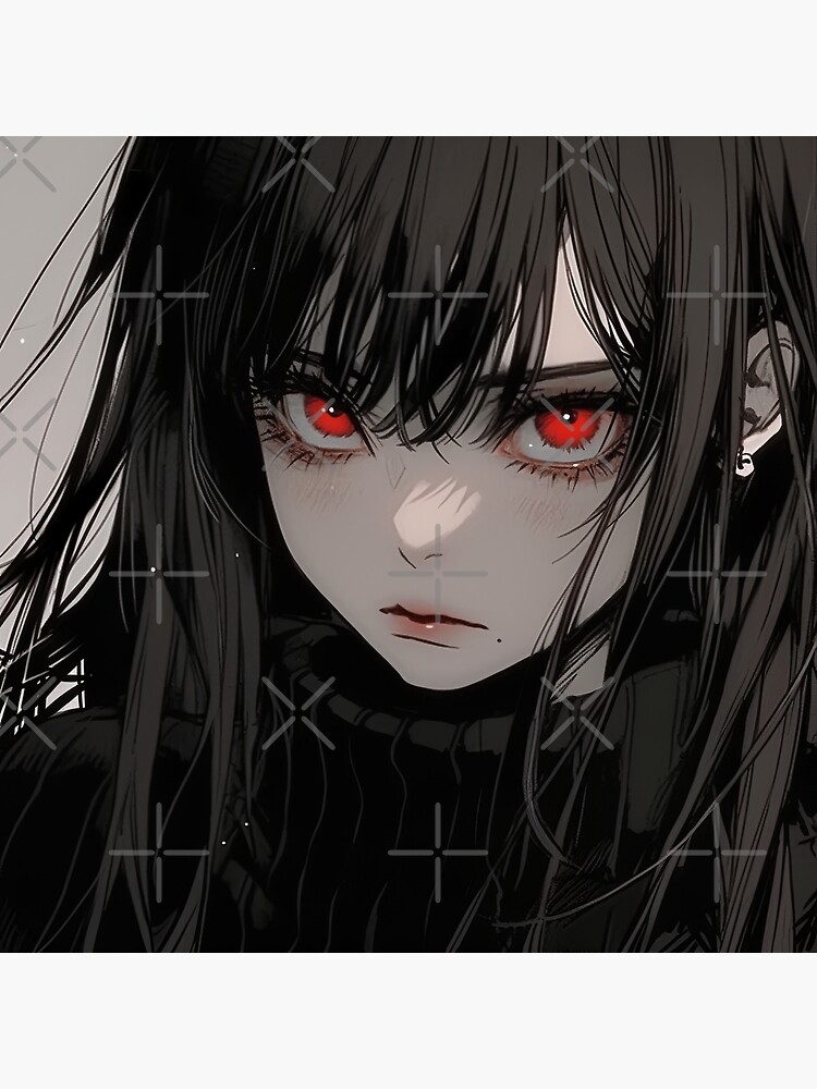 Dark Red and Black Anime Girl Poster for Sale by bubblegoth