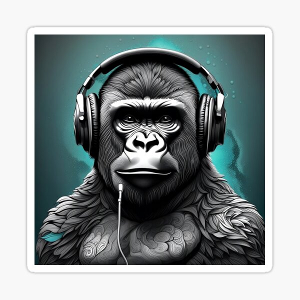 Cool Gorilla With Headphones Vintage Unique Gifts For Women Funny Cute –  BlacksWhite