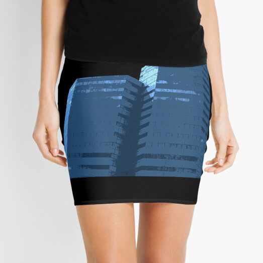 Blue Groovy Gray (Facemadics colorful abstract photography) Mini Skirt