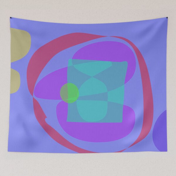 Item preview, Curved Blue Circle Pattern with Geometric Shapes and Colorful Outline designed and sold by masabo.