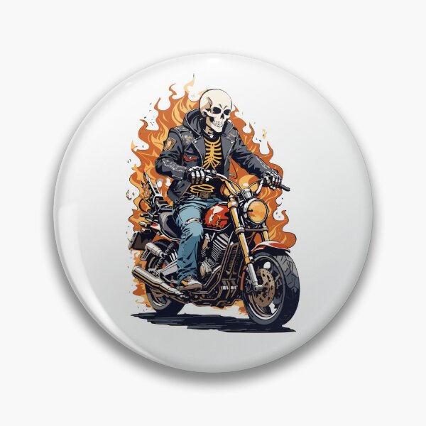 Item preview, Biker Skeleton in Flames designed and sold by BombasticBubble.
