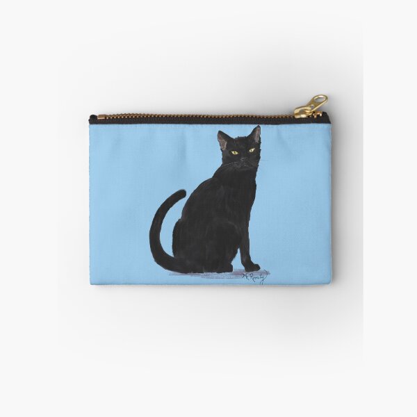 Item preview, Malka - Black cat portrait blue background designed and sold by Deromilly.
