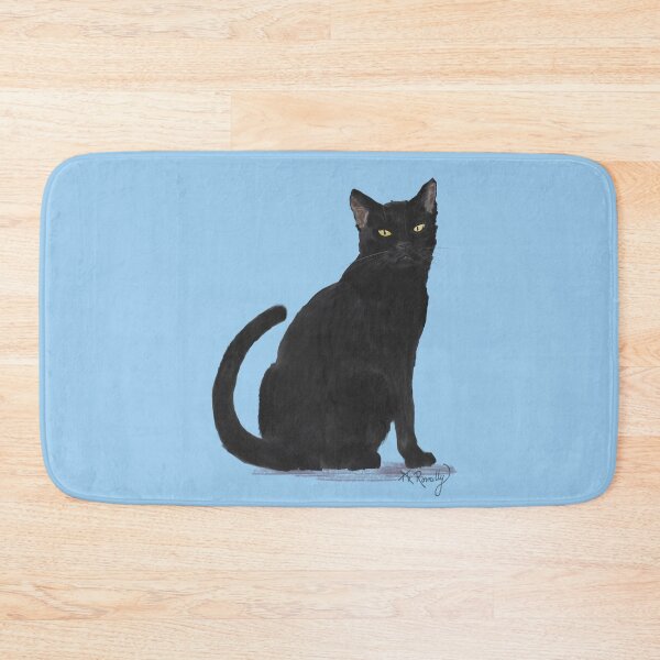 Item preview, Malka - Black cat portrait blue background designed and sold by Deromilly.
