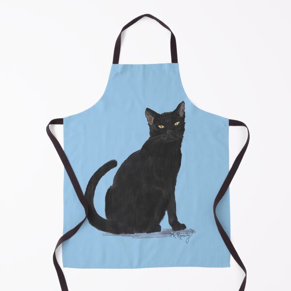 Item preview, Malka - Black cat portrait blue background designed and sold by Deromilly.