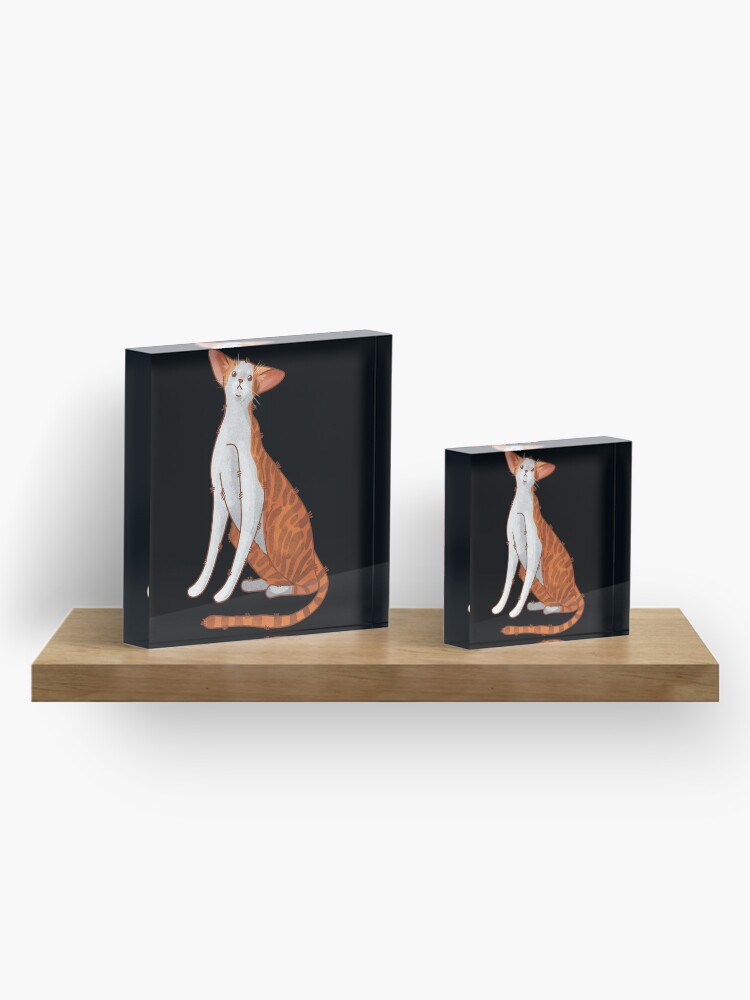 Thumbnail 4 of 5, Acrylic Block, Red bicolor oriental cat- Gifts for Cat Lovers designed and sold by FelineEmporium.