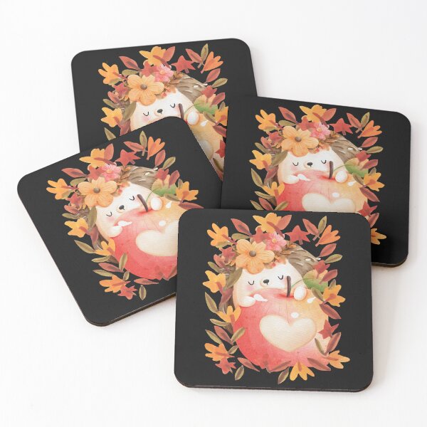 Item preview, Cute Hedgehog Autumn Leaves Apple Fall Sticker designed and sold by Gear Camel.