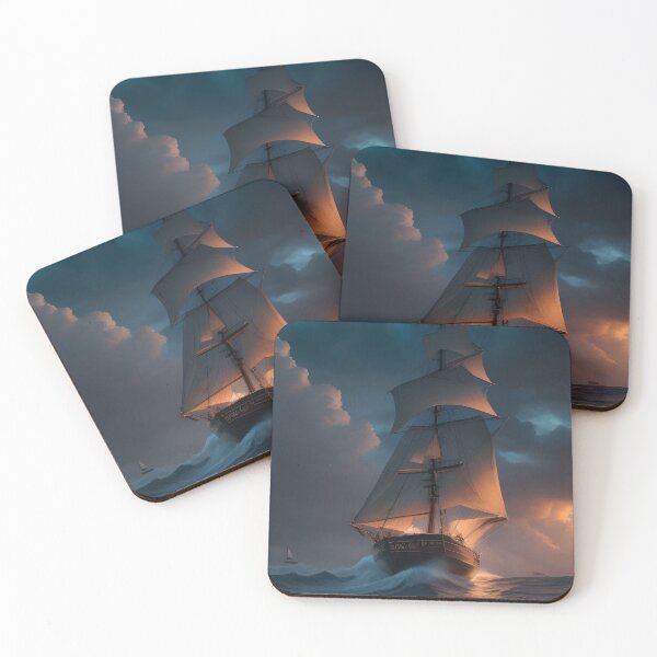 Item preview, A Hyper Realistic Painting of a boat in Starry night  designed and sold by deepakrode7.