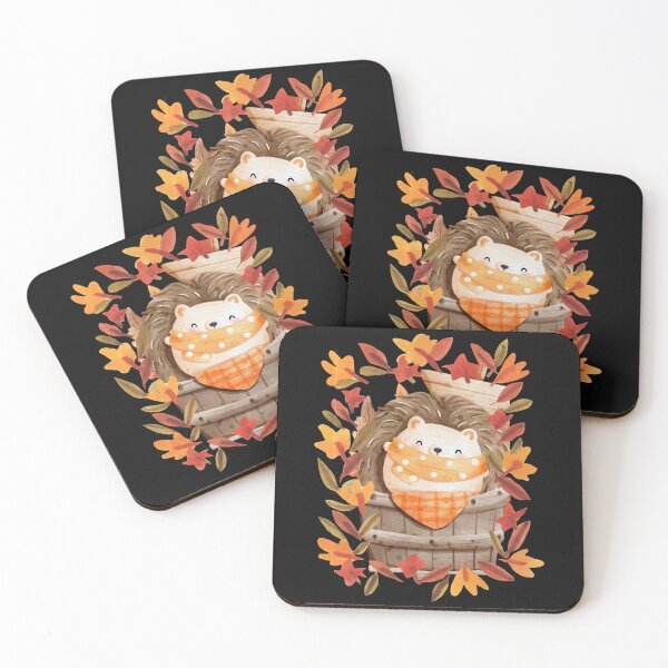 Item preview, Cute Baby Hedgehog Autumn Leaves Barrel Fall Sticker designed and sold by Gear Camel.