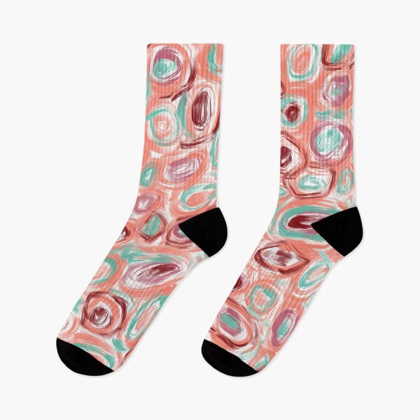 Item preview, Playful Coral Aqua Circles Boho Abstract designed and sold by splashflower.