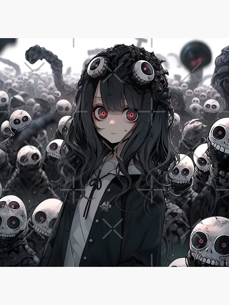 Creepy Dark Anime Girl with Skulls | Poster