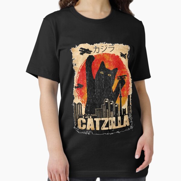 Vista previa del artículo con la obra «Camiseta Vintage Catzilla divertida de gato negro, camiseta premium», diseñado y vendido por AudrinaBingha.