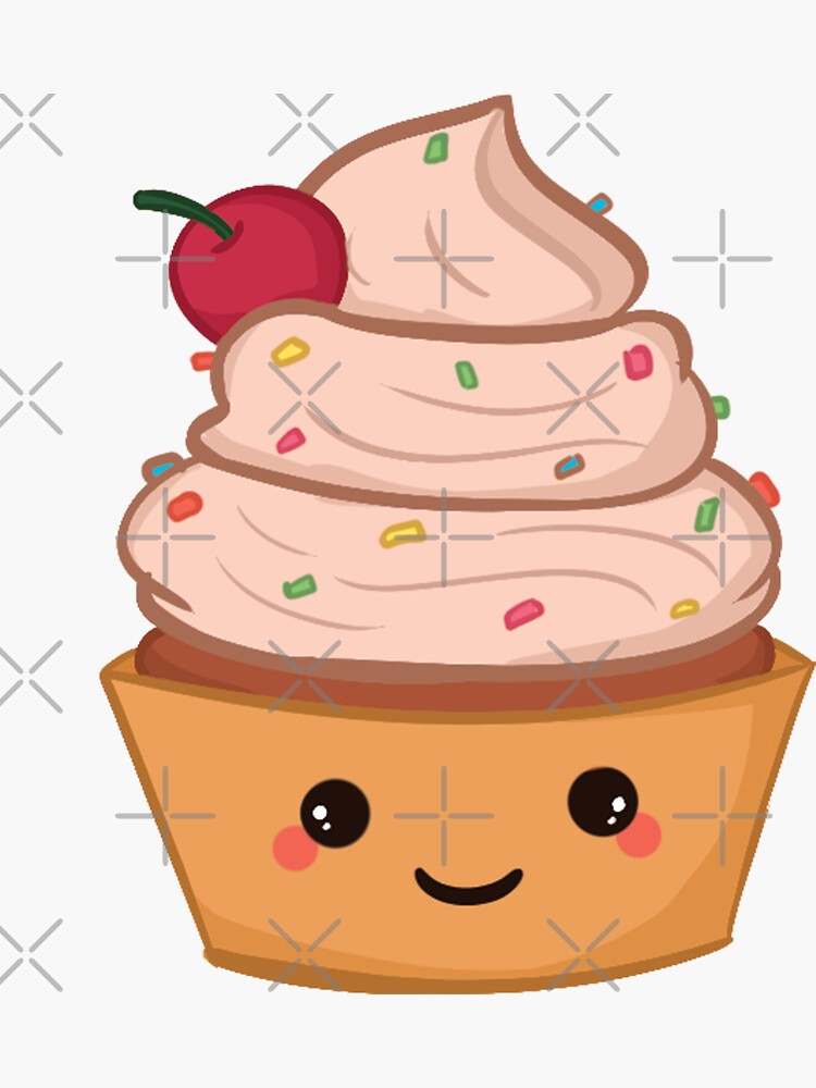 Cute cupcake illustration  Sticker for Sale by Yarafantasyart