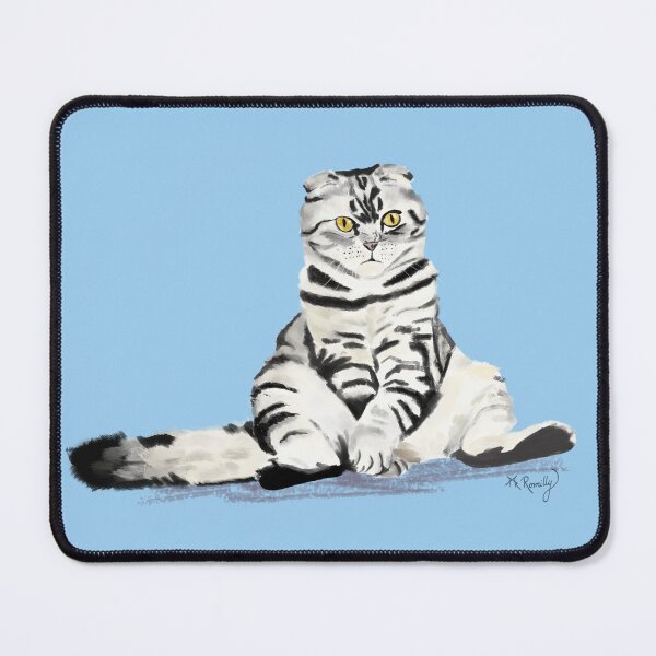Item preview, Tuggles - silver tabby, scottish fold cat, blue or no background designed and sold by Deromilly.